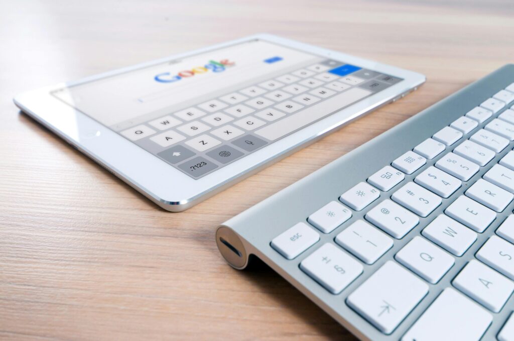 PPC & SEO work being carried out on a tablet